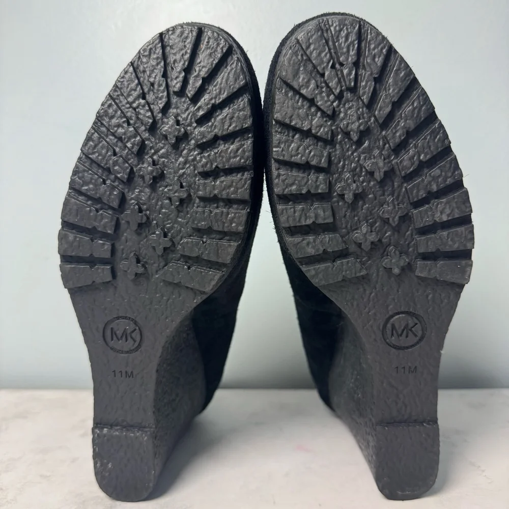 Michael Kors Rory Suede Platform Loafer Wedge US 11 Black